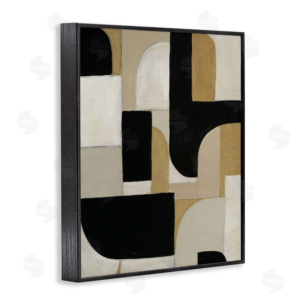 Kippi Leonard Black & Neutral Shapes Black Framed Giclee Wall Art Print