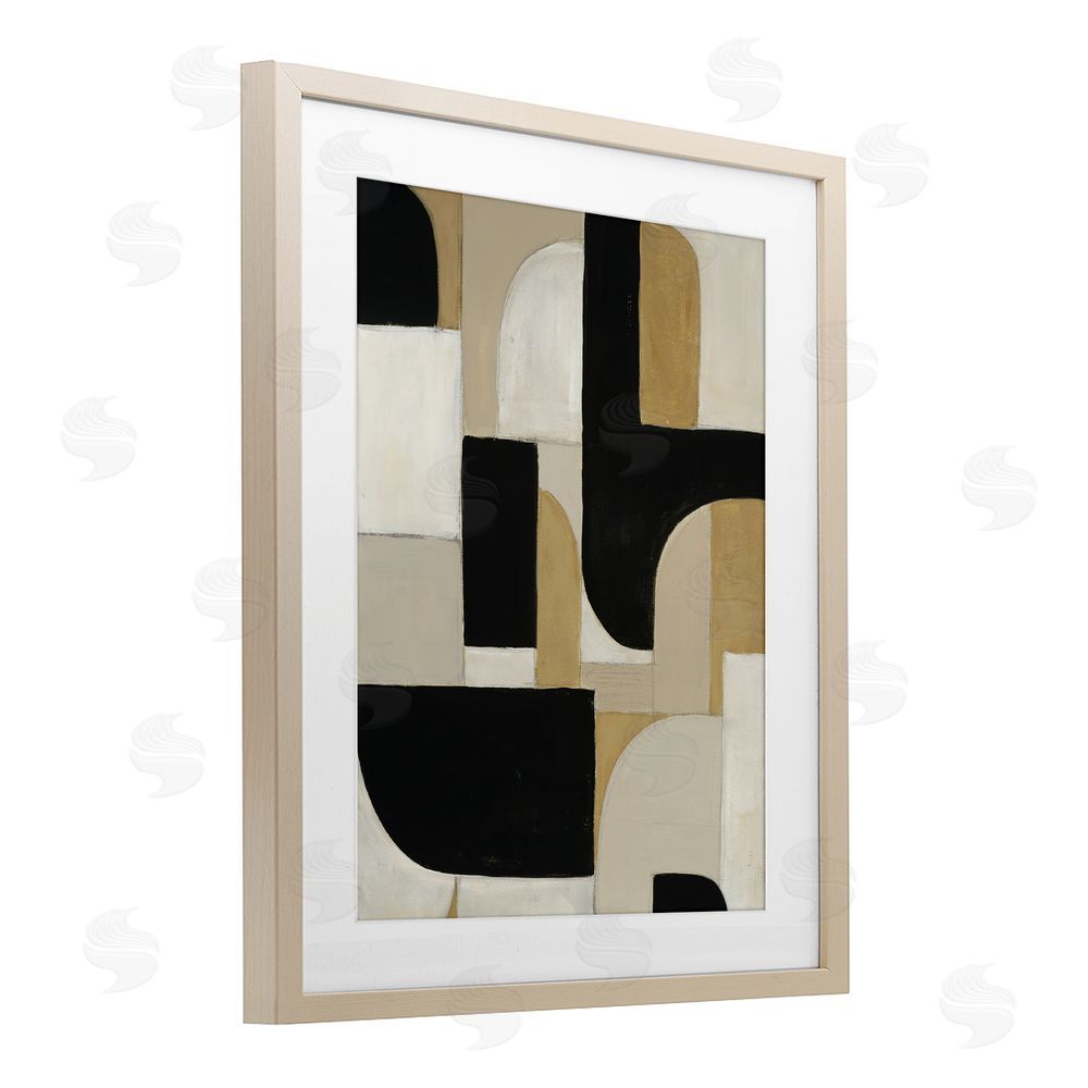 Kippi Leonard Black & Neutral Shapes Birch Framed Print Under Glass Wall Art