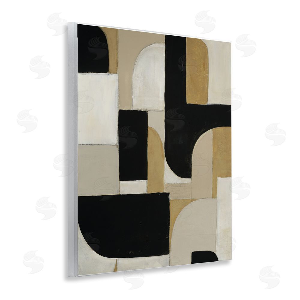 Kippi Leonard Black & Neutral Shapes Wall Plaque Art Print