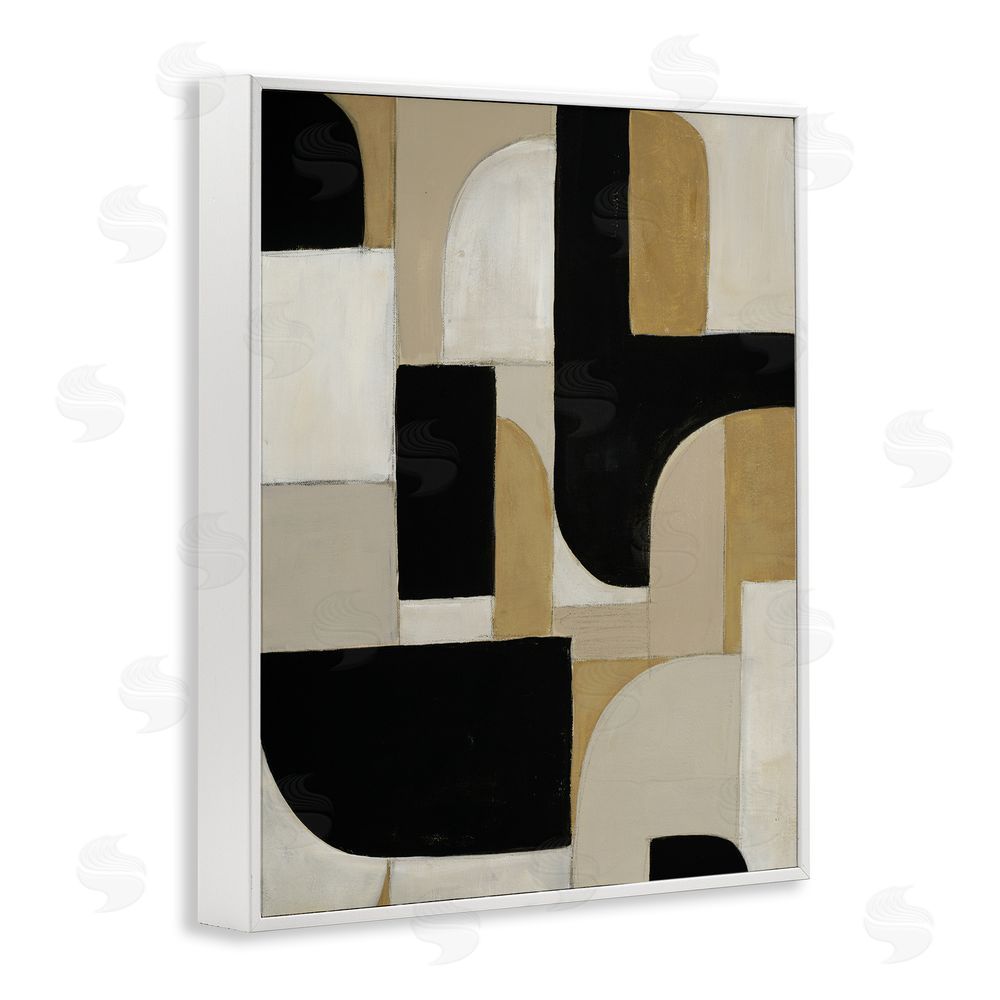 Kippi Leonard Black & Neutral Shapes White Framed Giclee Wall Art Print