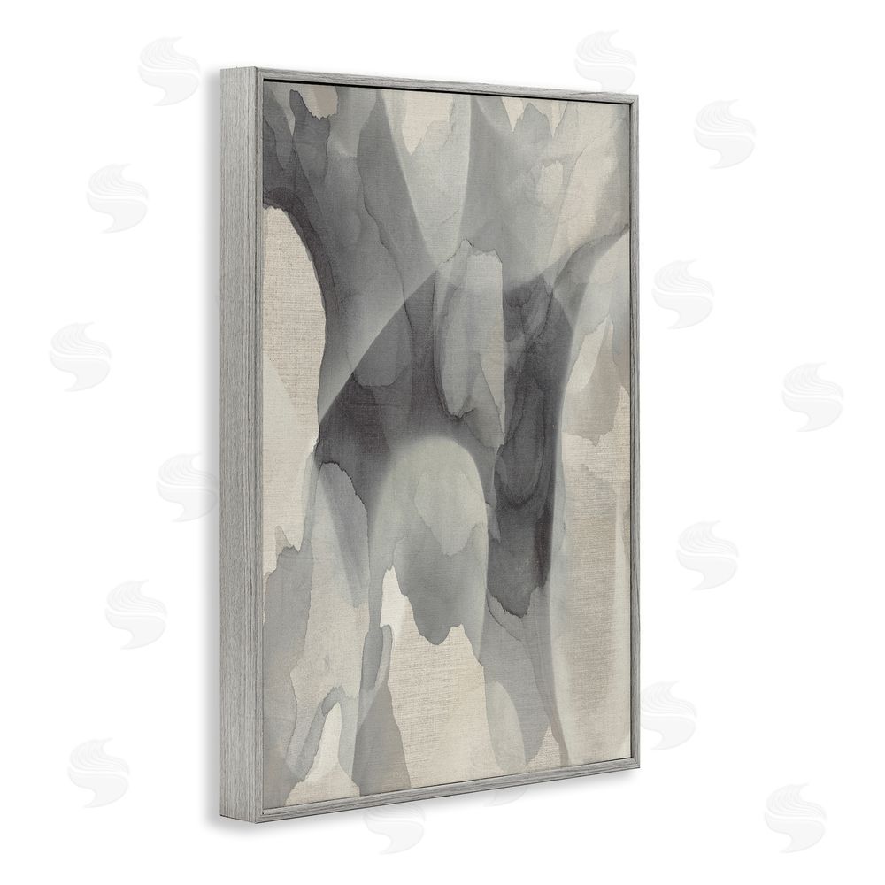 Kippi Leonard Monochrome Watery Drips Gray Framed Giclee Wall Art Print