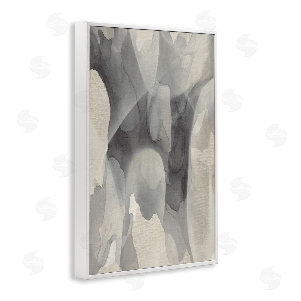 Kippi Leonard Monochrome Watery Drips White Framed Giclee Wall Art Print