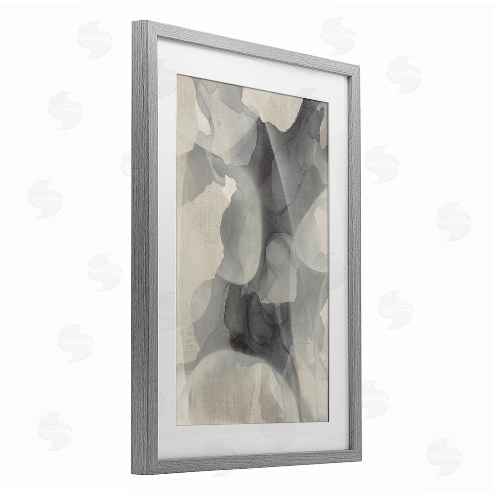 Kippi Leonard Mottled Monochrome Abstract Gray Framed Print Under Glass with Mat Wall Art