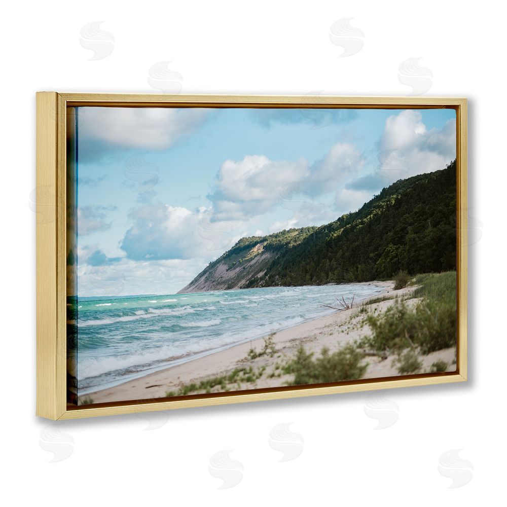 Amy Carroll Sleeping Bear Cliff Gold Floating Frame Canvas Wall Art Print