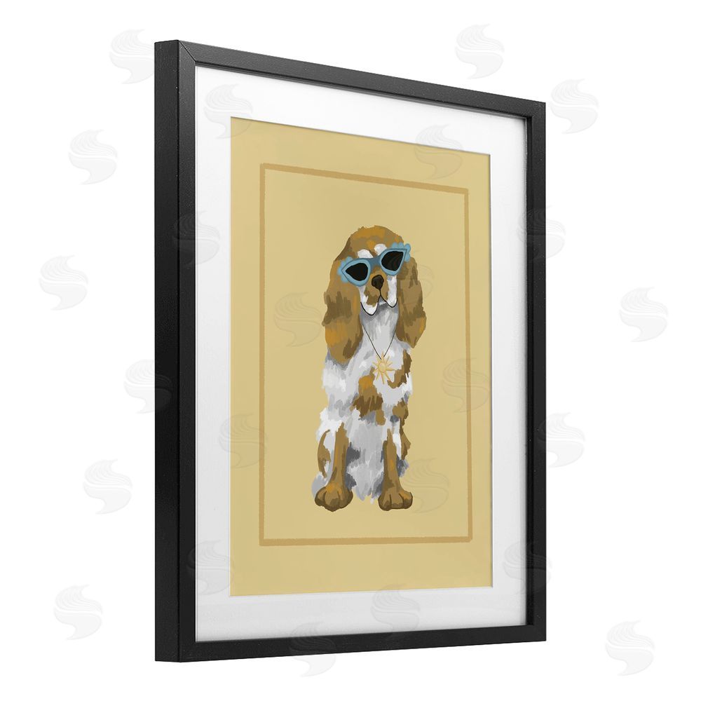 Sadie Harper Coolest Dog & Sunglasses Black Framed Print Under Glass Wall Art