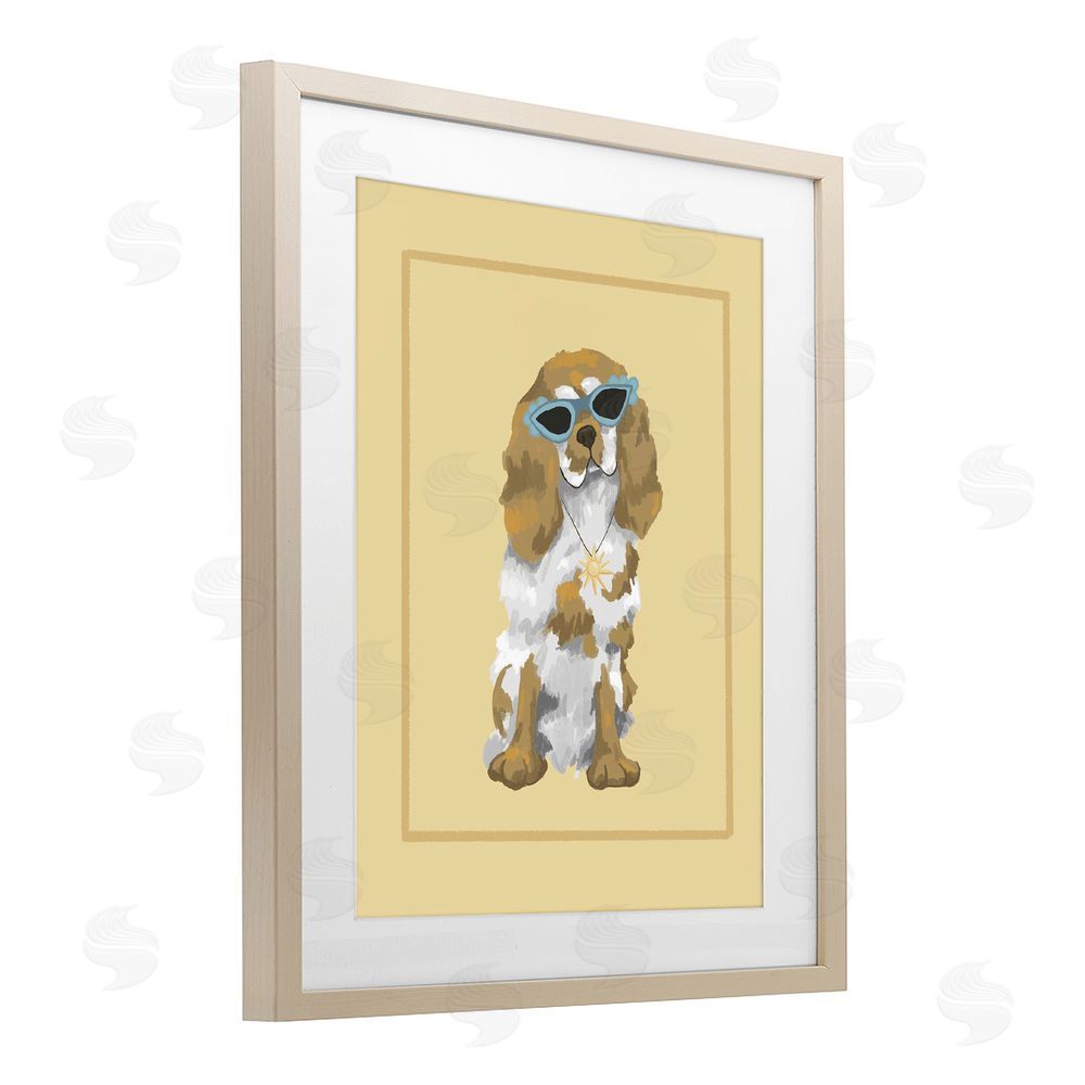 Sadie Harper Coolest Dog & Sunglasses Birch Framed Print Under Glass Wall Art