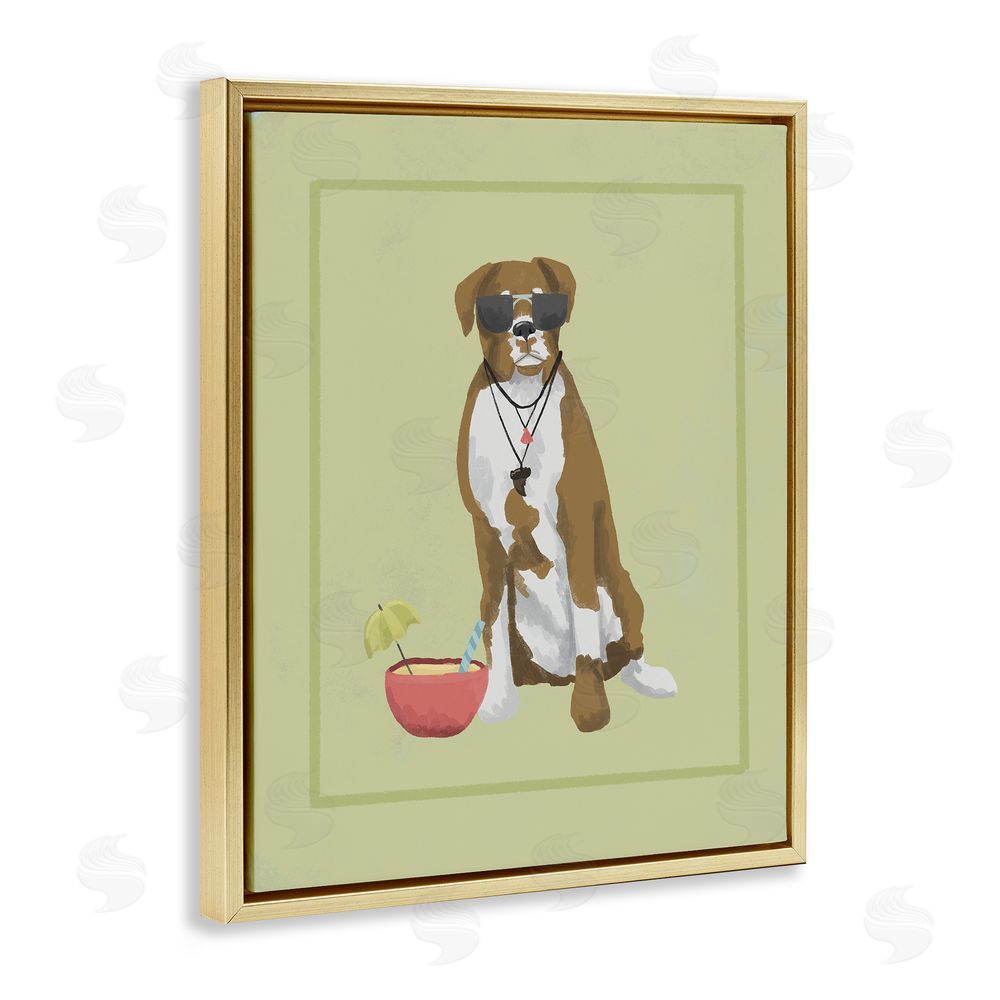 Sadie Harper Boxer Beach Day Gold Floating Frame Canvas Wall Art Print