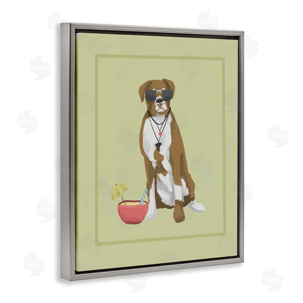Sadie Harper Boxer Beach Day Gray Floating Frame Canvas Wall Art Print