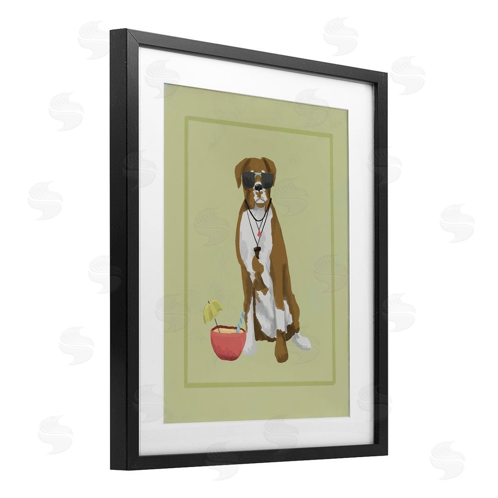 Sadie Harper Boxer Beach Day Black Framed Print Under Glass Wall Art