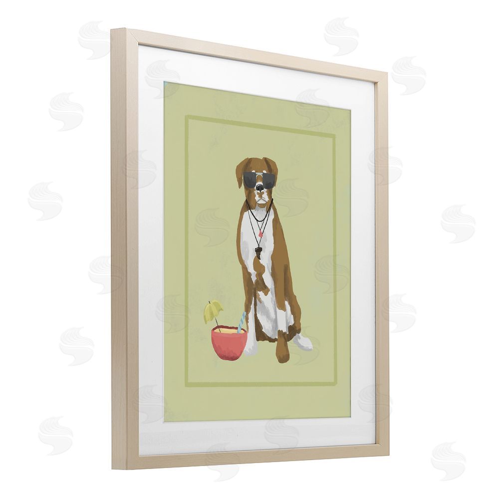 Sadie Harper Boxer Beach Day Birch Framed Print Under Glass Wall Art
