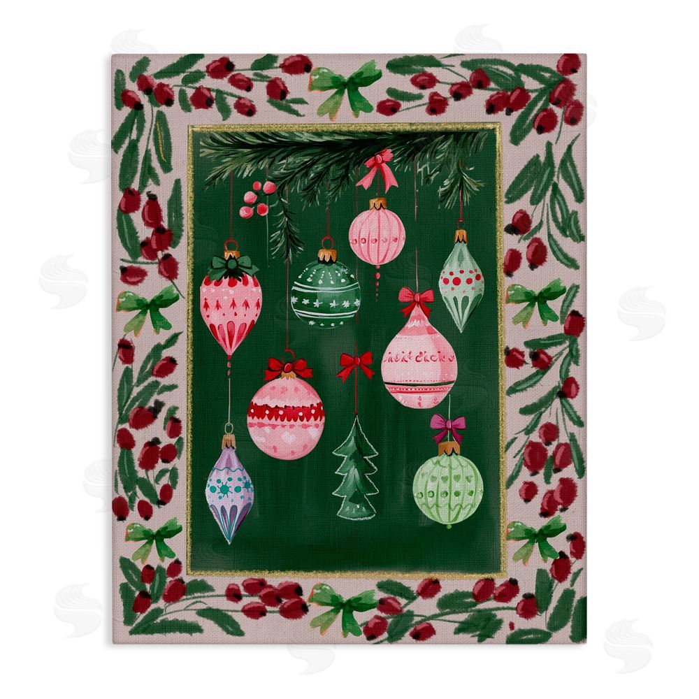 Yen Festive Ornaments Botanical Border Canvas Wall Art Print