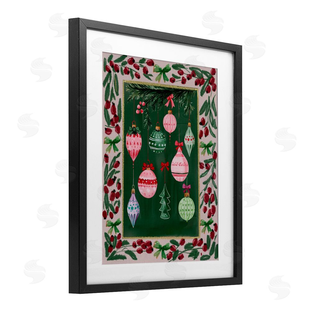 Yen Festive Ornaments Botanical Border Black Framed Print Under Glass Art