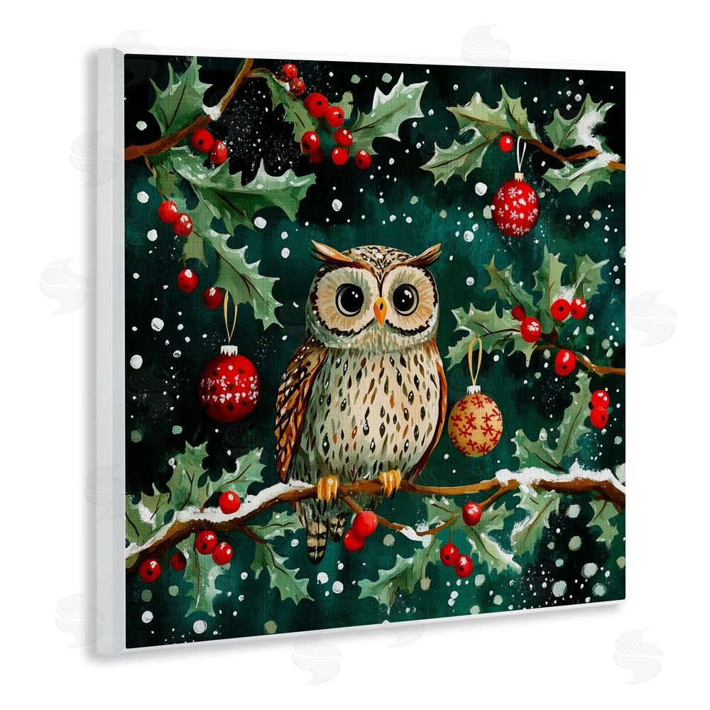 Yen Winter Owl with Gentle Snowfall Wall Plaque Art Print