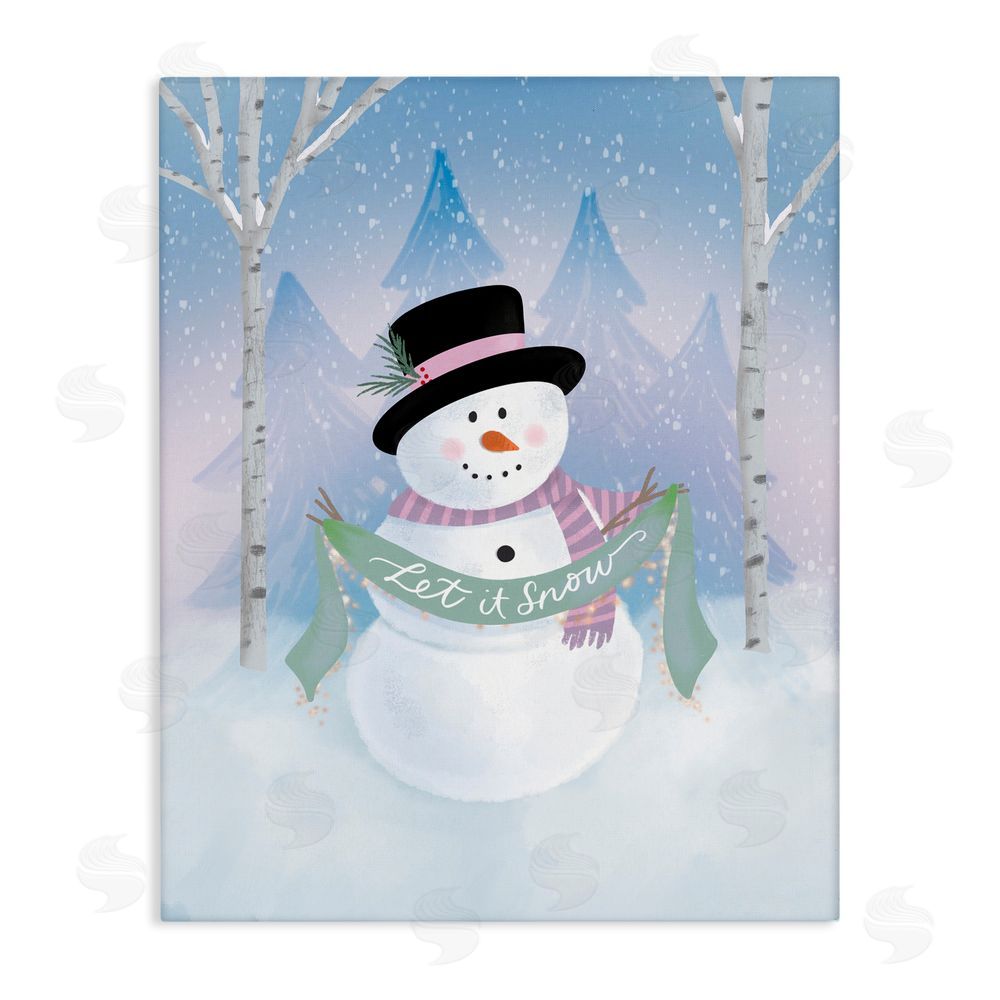 Sandra Picco Let It Snow Soft Snowman Canvas Wall Art Print
