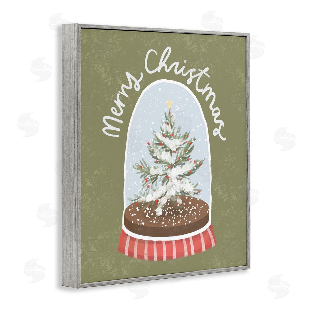 Sadie Harper Merry Christmas Snow Globe Gray Framed Giclee Art Print