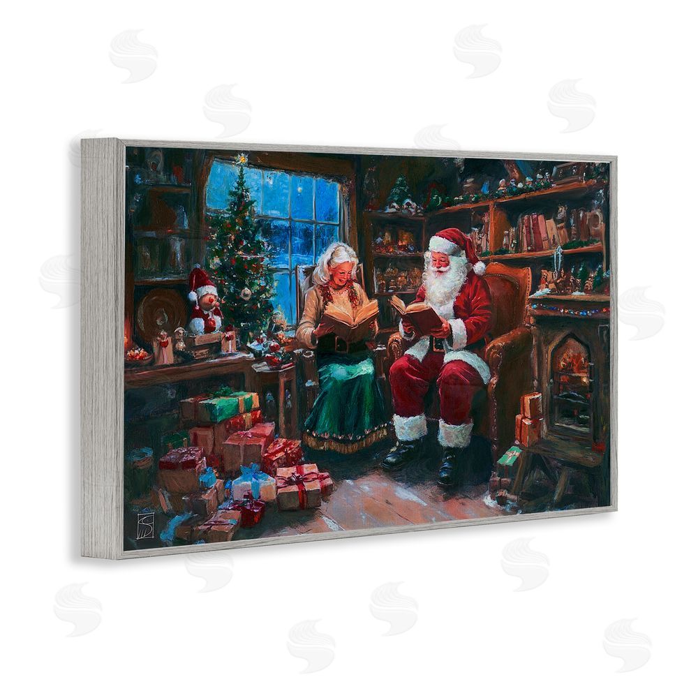 Sara Culpepper Joyous Mr. and Mrs. Claus Gray Framed Giclee Art Print