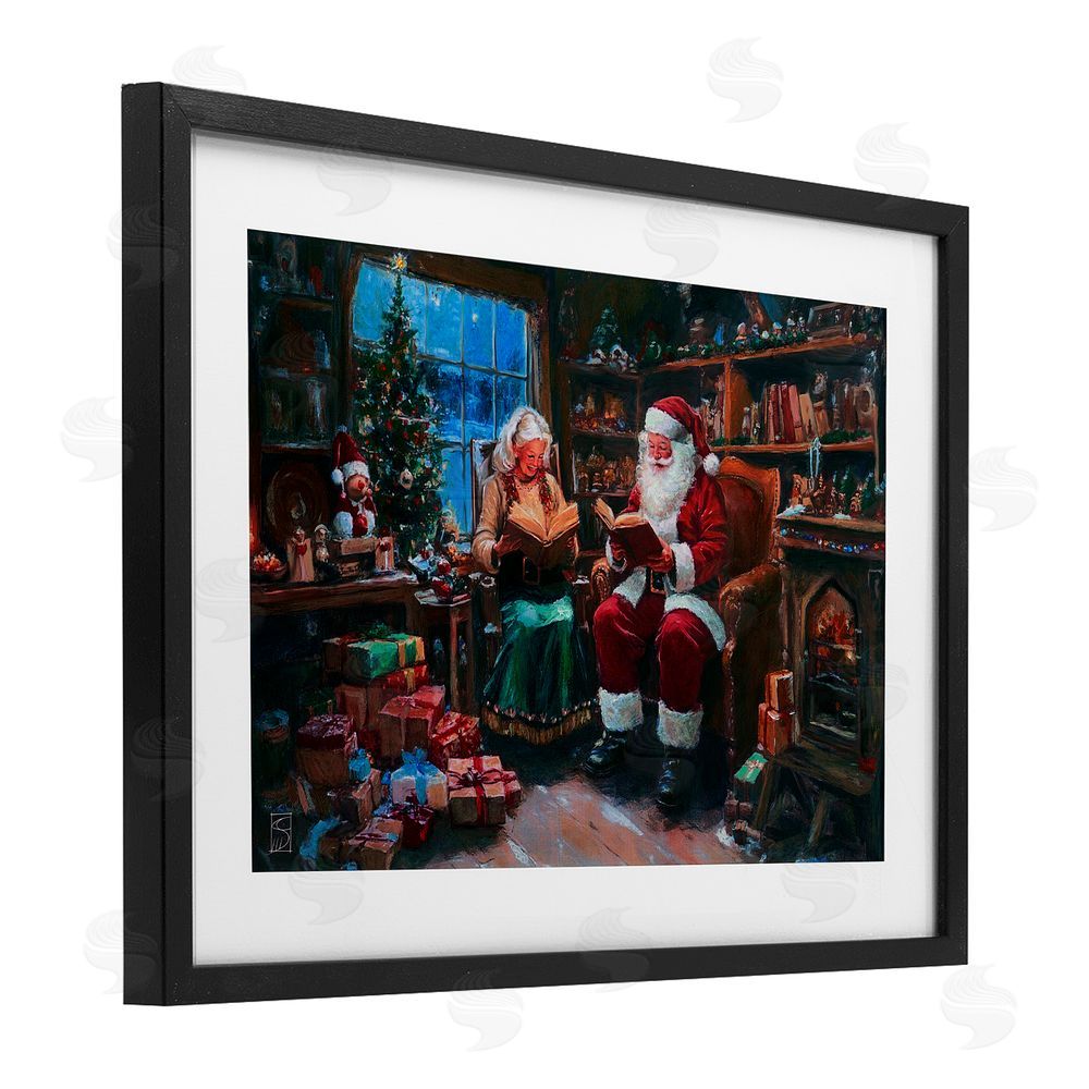 Sara Culpepper Joyous Mr. and Mrs. Claus Black Framed Print Under Glass Art