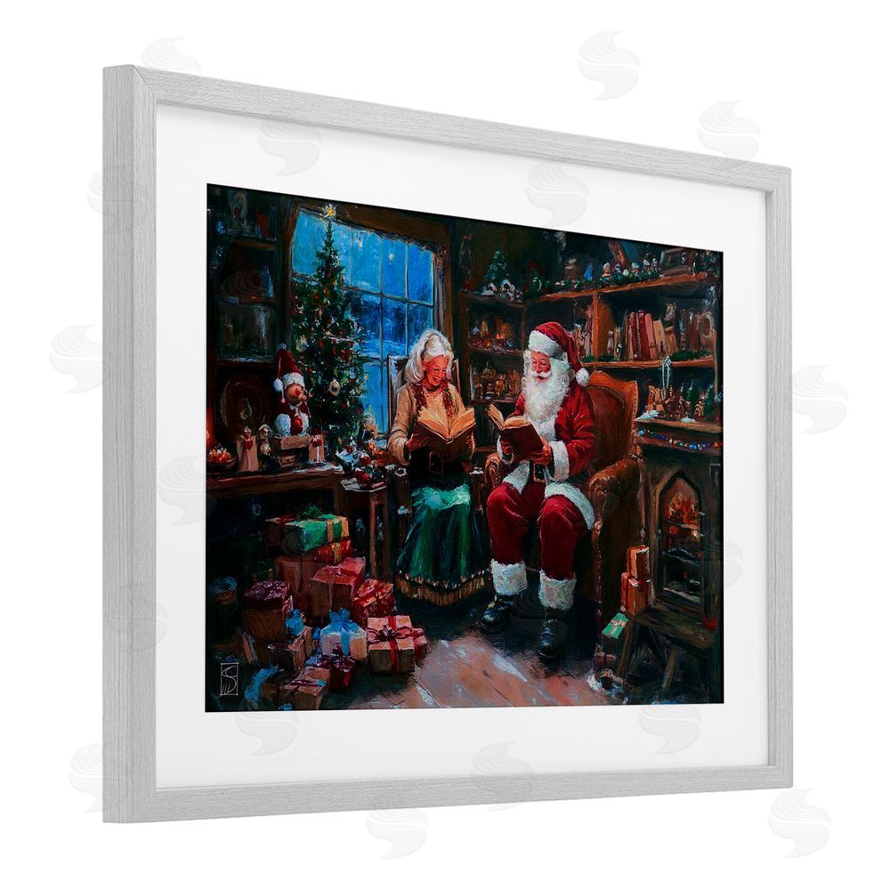 Sara Culpepper Joyous Mr. and Mrs. Claus Gray Framed Print Under Glass Art