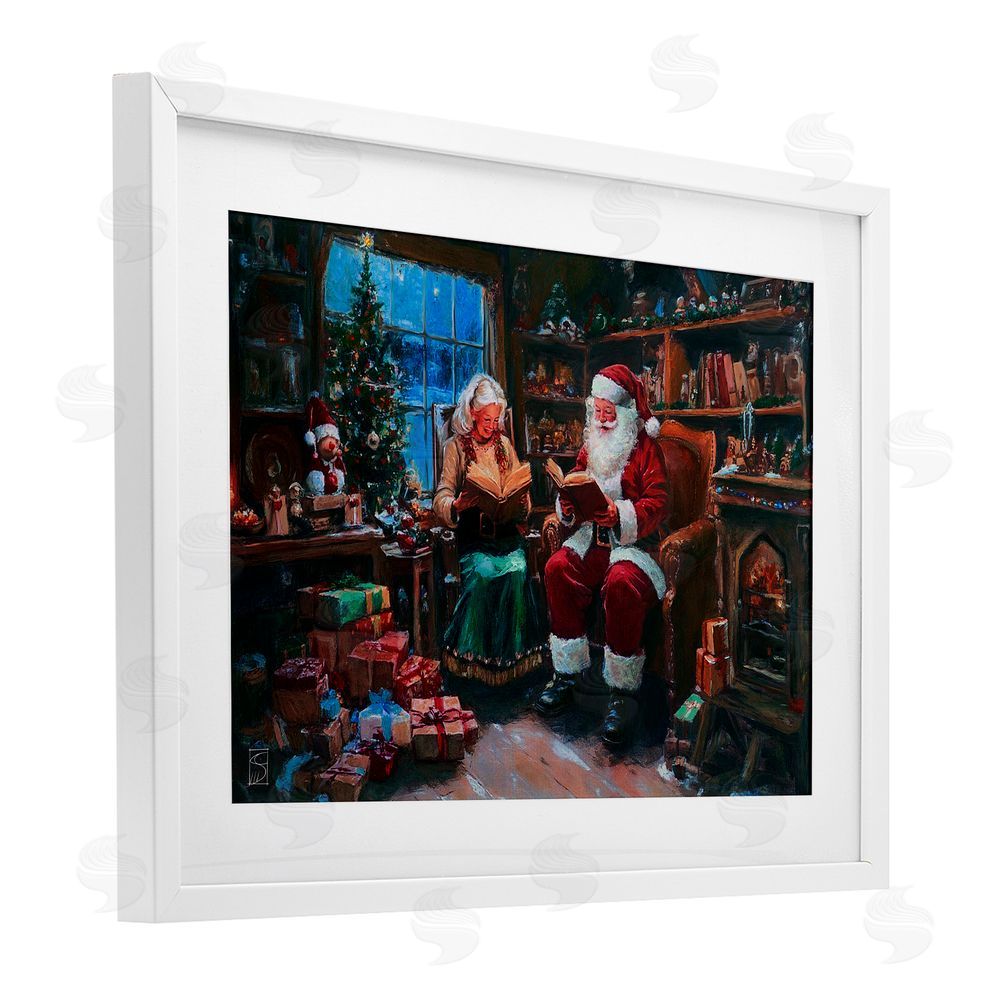 Sara Culpepper Joyous Mr. and Mrs. Claus White Framed Print Under Glass Art