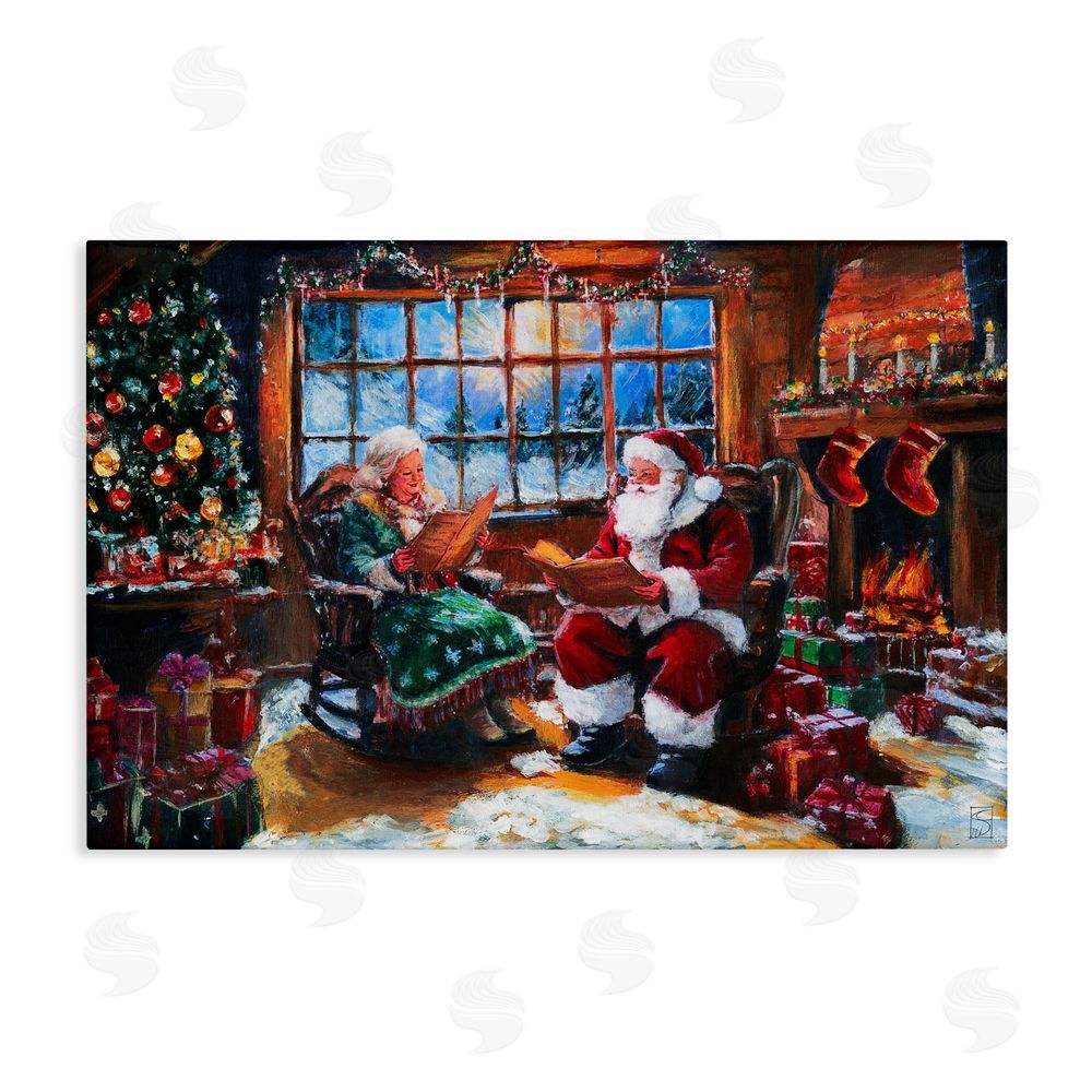 Sara Culpepper Mr. and Mrs. Claus Hearth Canvas Wall Art Print