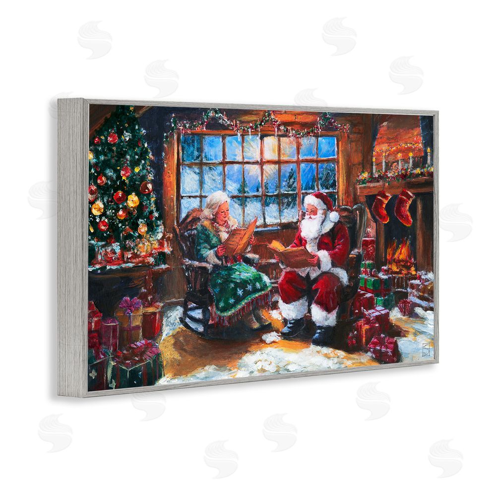 Sara Culpepper Mr. and Mrs. Claus Hearth Gray Framed Giclee Art Print