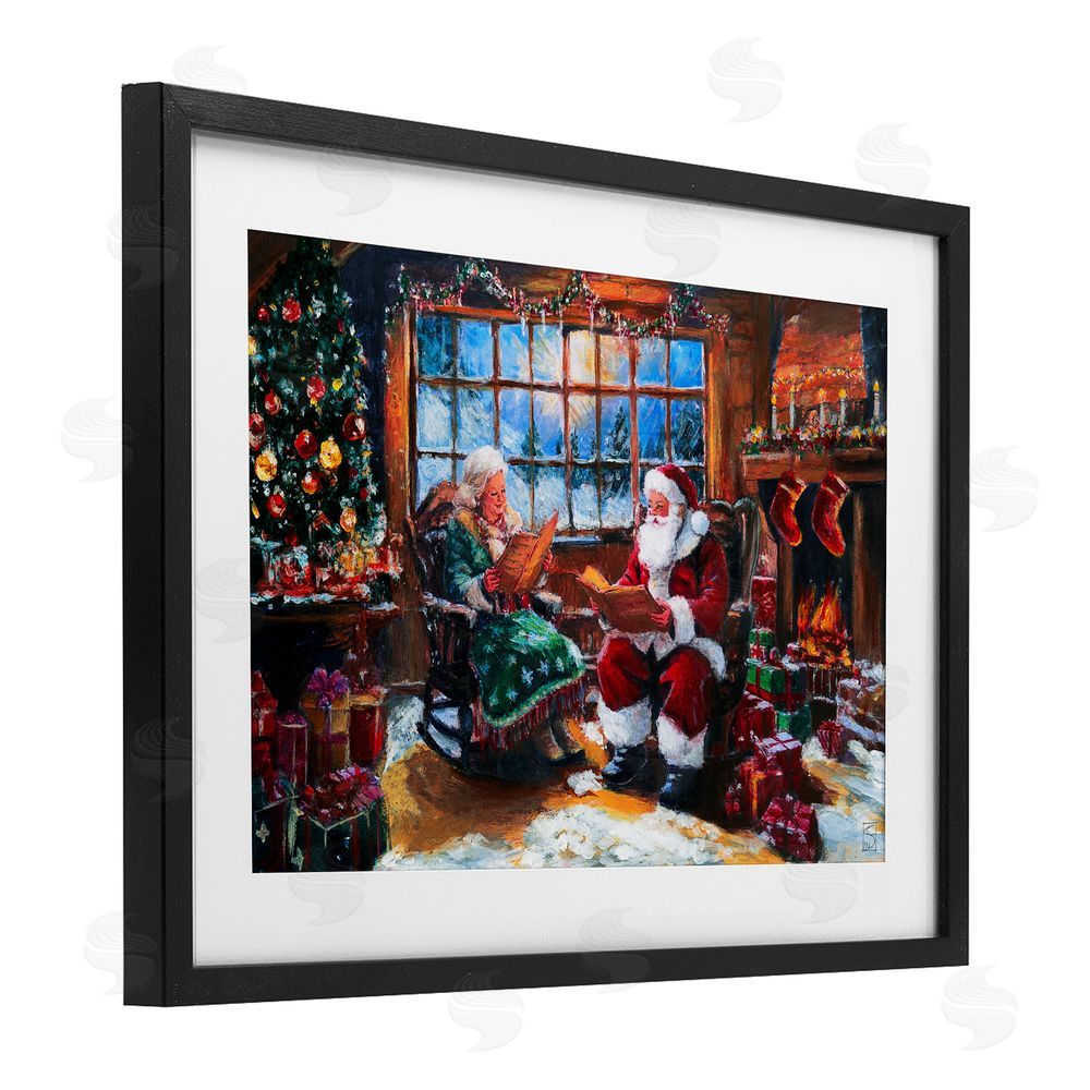 Sara Culpepper Mr. and Mrs. Claus Hearth Black Framed Print Under Glass Art