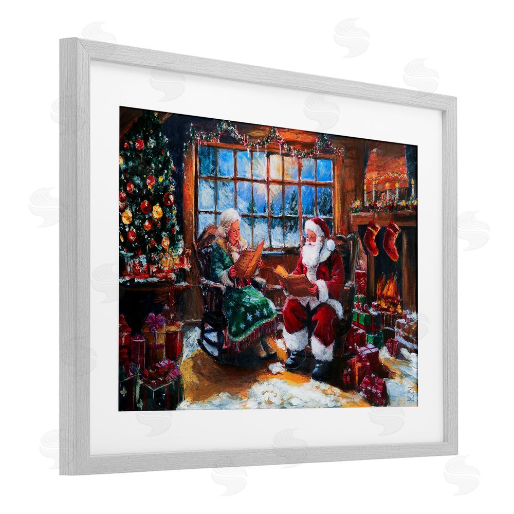 Sara Culpepper Mr. and Mrs. Claus Hearth Gray Framed Print Under Glass Art
