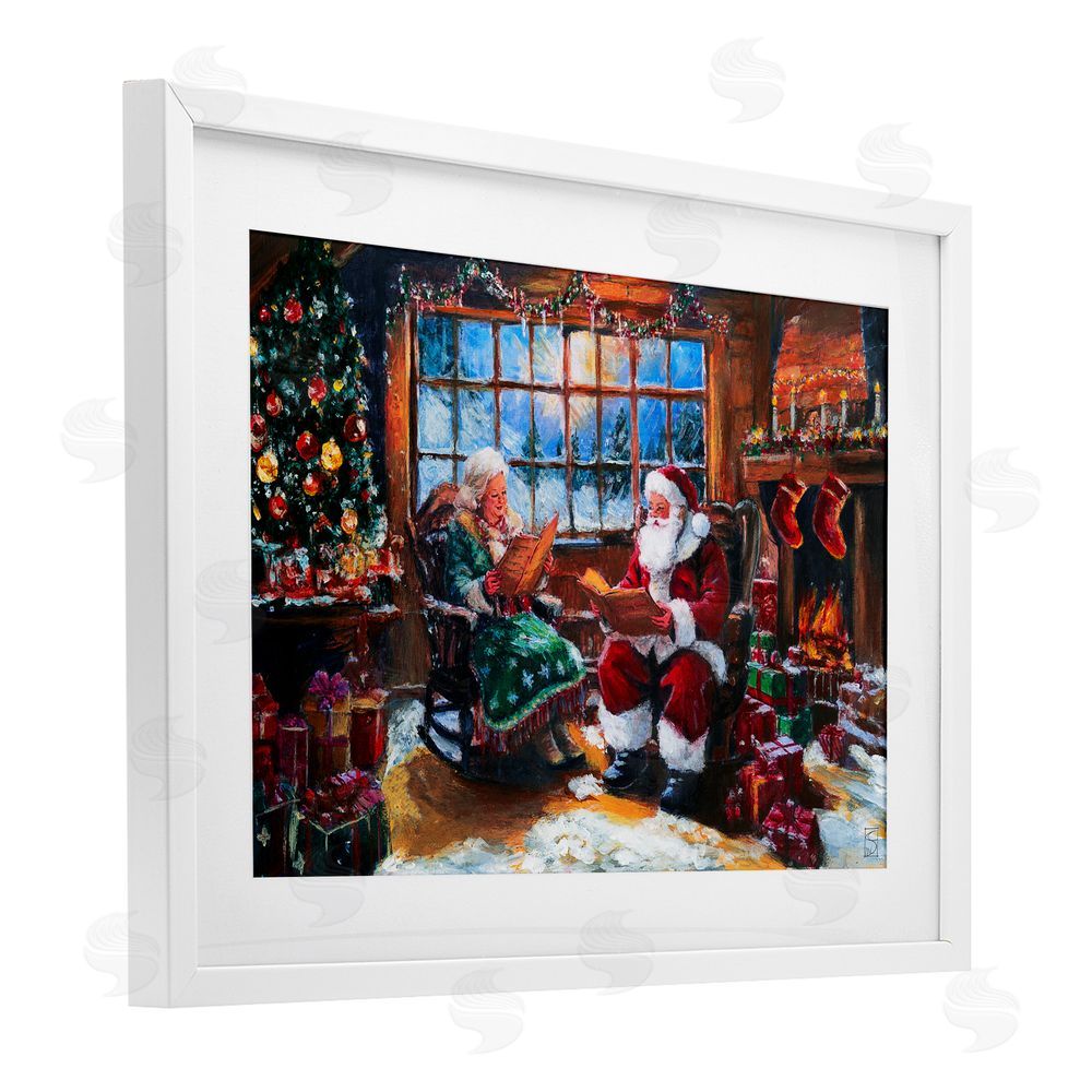 Sara Culpepper Mr. and Mrs. Claus Hearth White Framed Print Under Glass Art