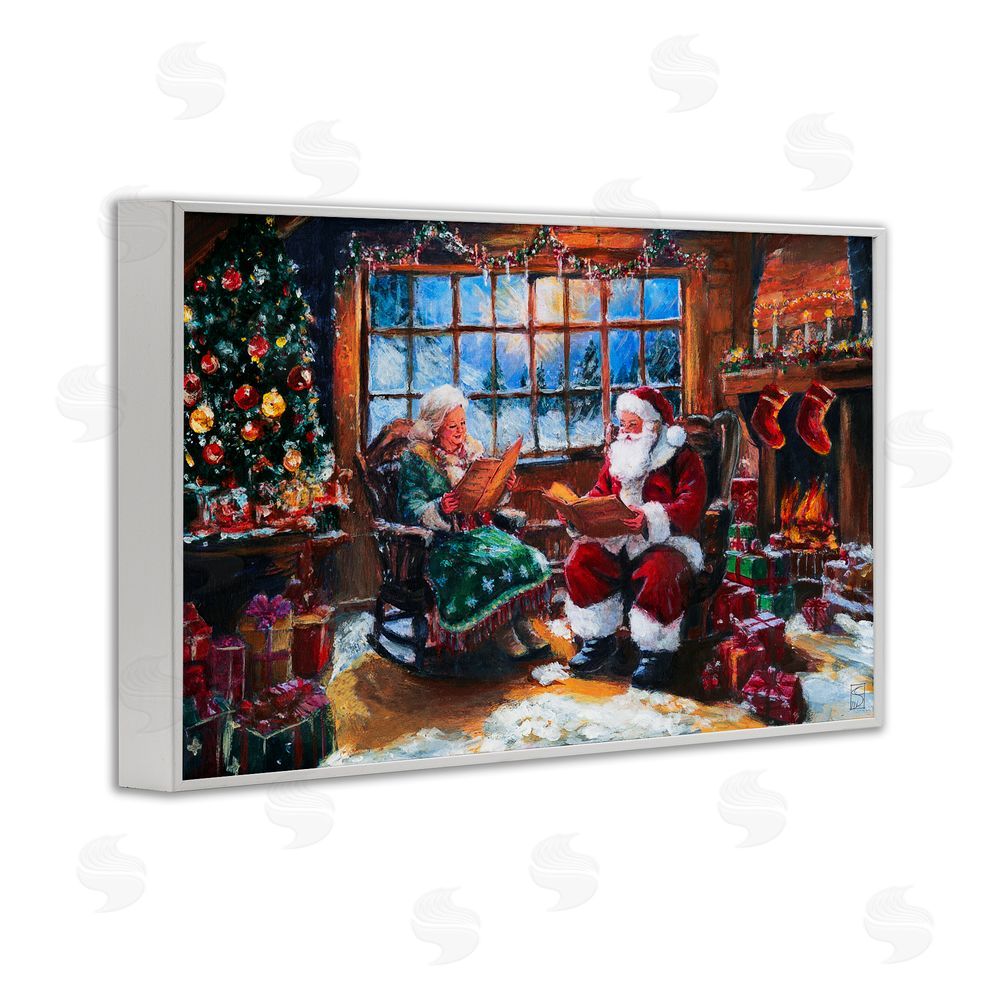 Sara Culpepper Mr. and Mrs. Claus Hearth White Frame Giclee Art Print