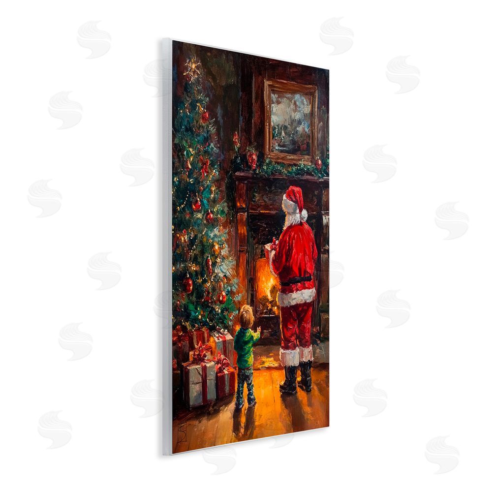 Sara Culpepper Santa & Child by Fireplace Wall Plaque Art Print