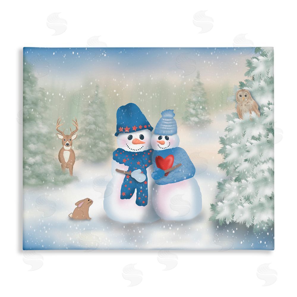 Lynn Kellan Snow In Love Snowman Couple Canvas Wall Art Print