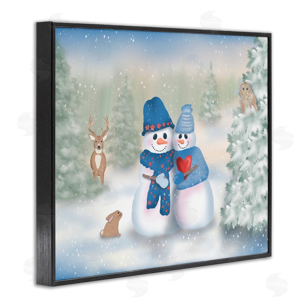 Lynn Kellan Snow In Love Snowman Couple Black Framed Giclee Art Print