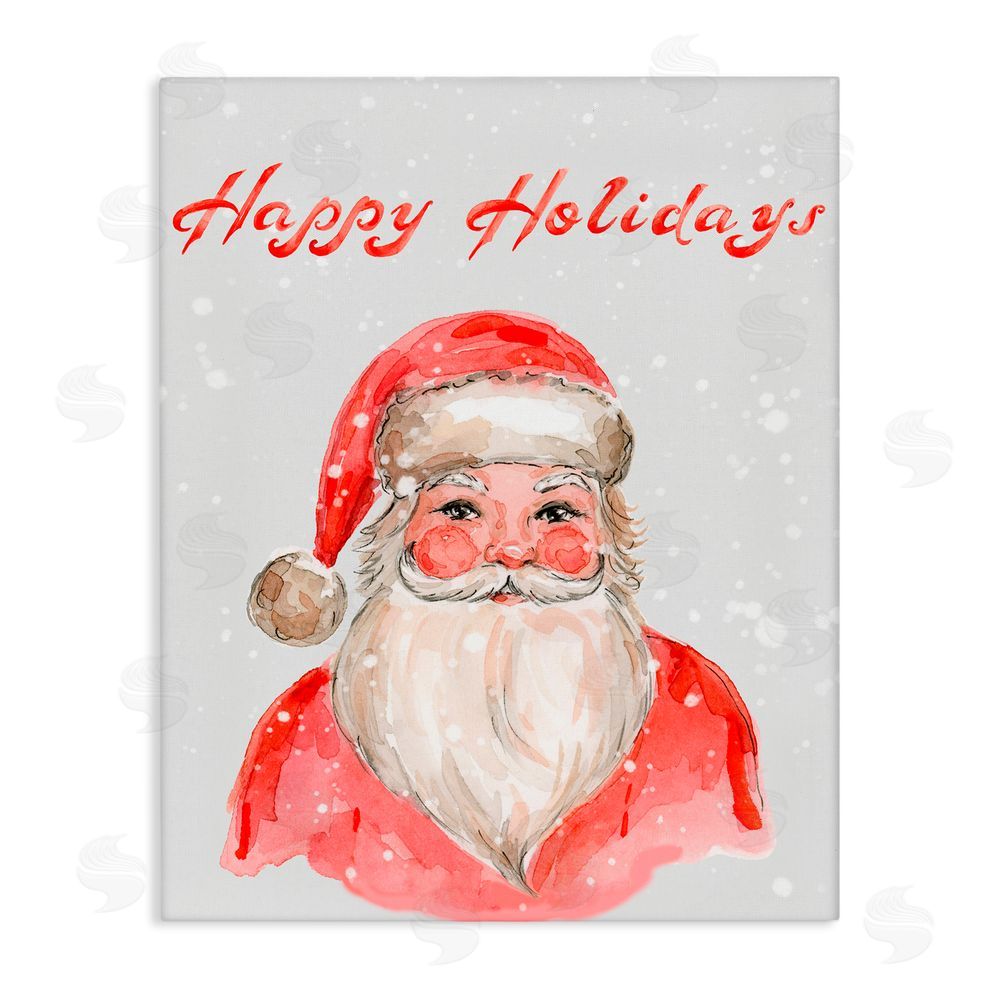 Elena Fay Happy Holidays Jolly Santa Canvas Wall Art Print
