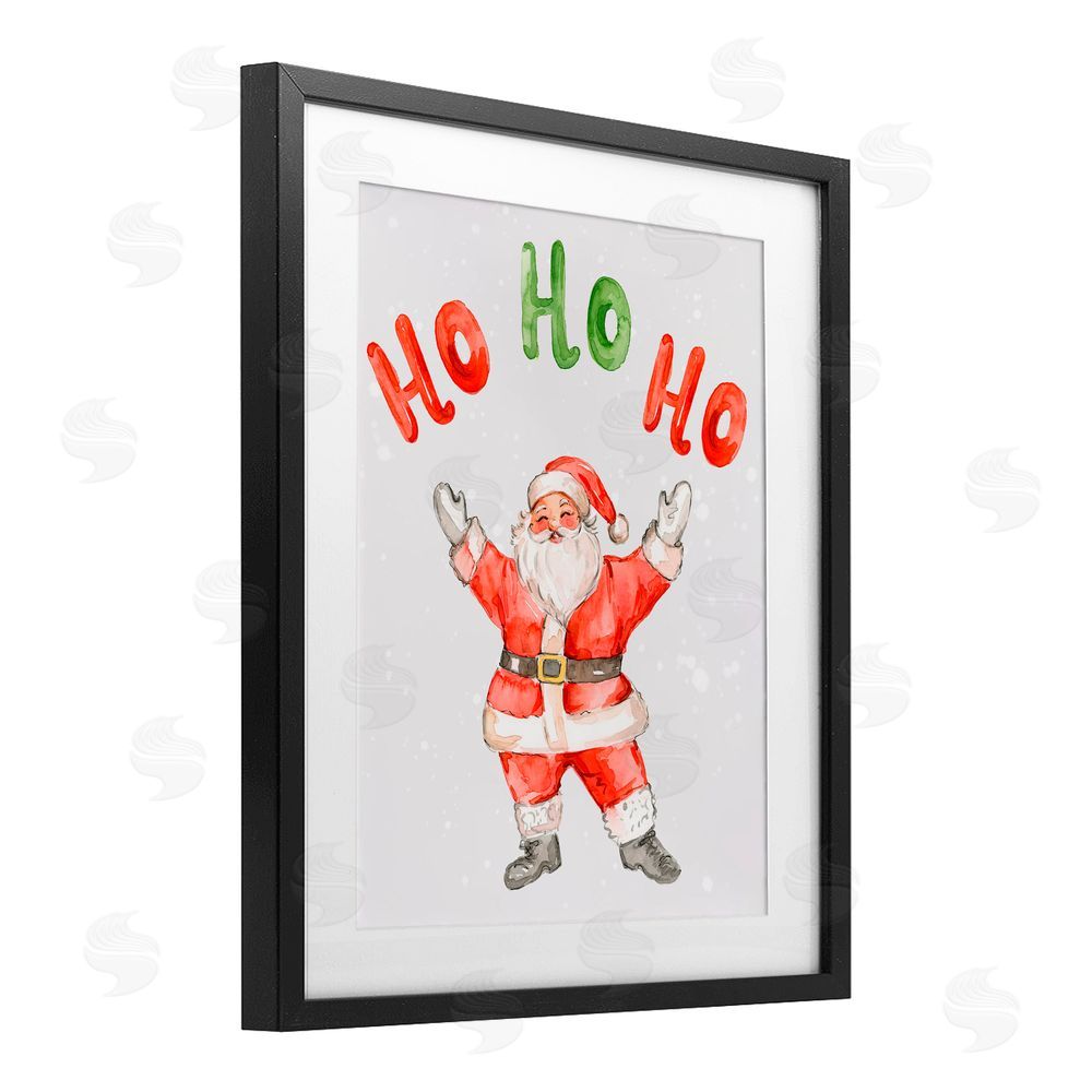 Elena Fay Ho Ho Ho Jolly Santa Claus Black Framed Print Under Glass Art
