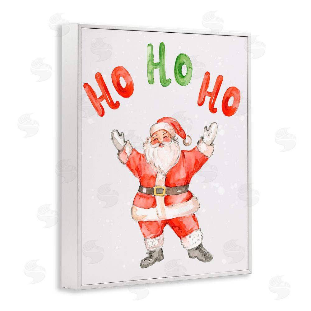 Elena Fay Ho Ho Ho Jolly Santa Claus White Frame Giclee Art Print