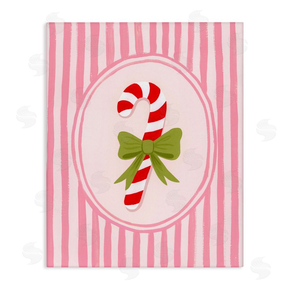 Courtney Haley Candy Cane with Ribbon Stripes Canvas Wall Art Print