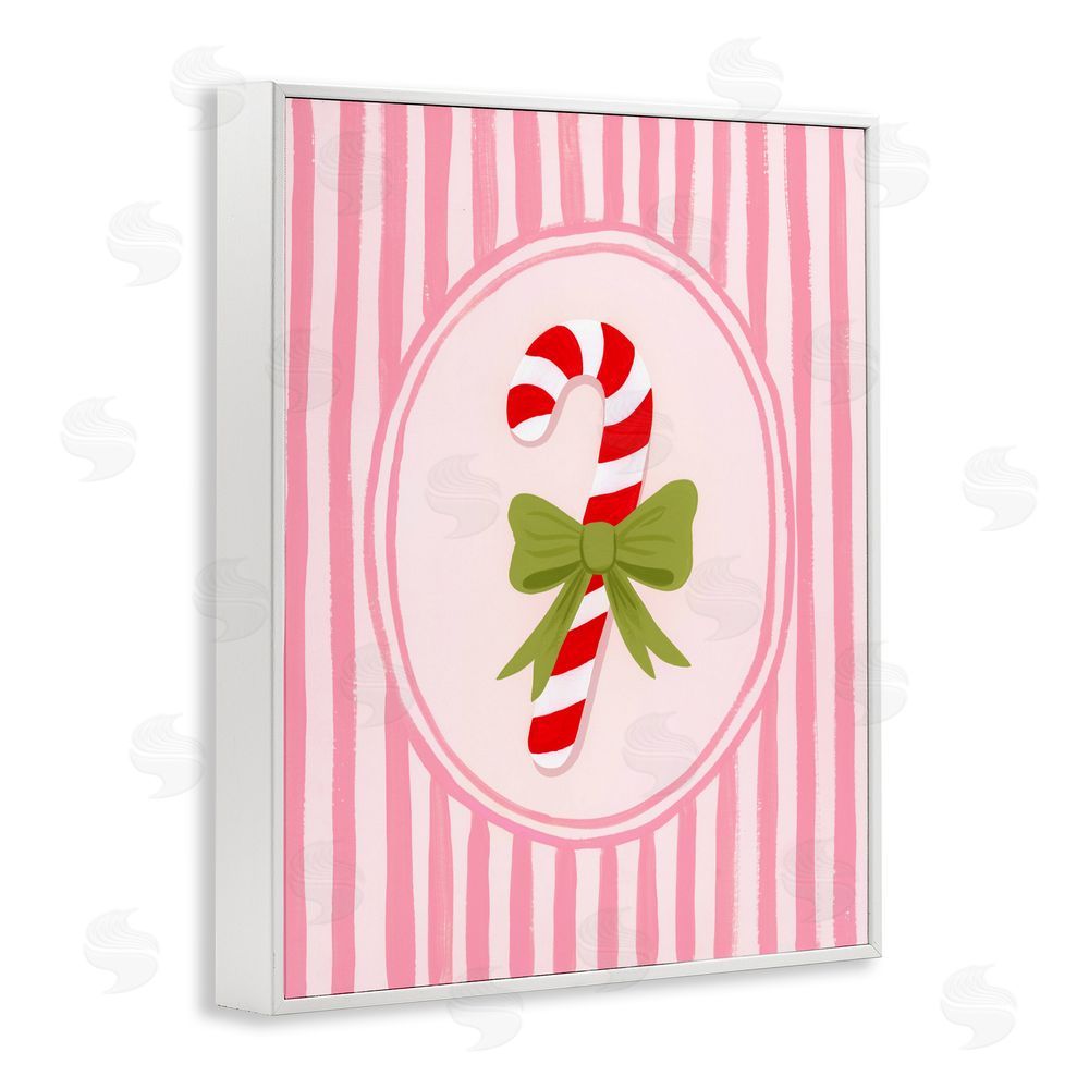 Courtney Haley Candy Cane with Ribbon Stripes White Frame Giclee Art Print