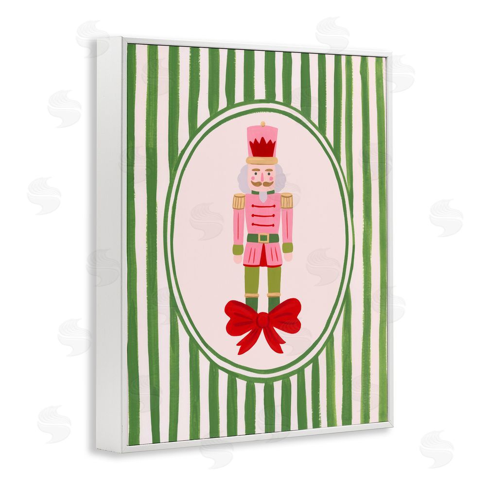 Courtney Haley Nutcracker with Ribbon Stripes White Frame Giclee Art Print