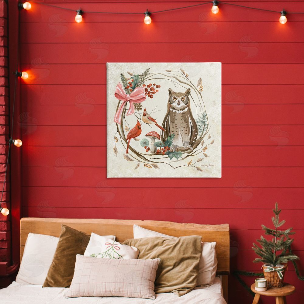 Kelley Talent Woodland Owl Rustic Wreath Printed Wall Art in Room