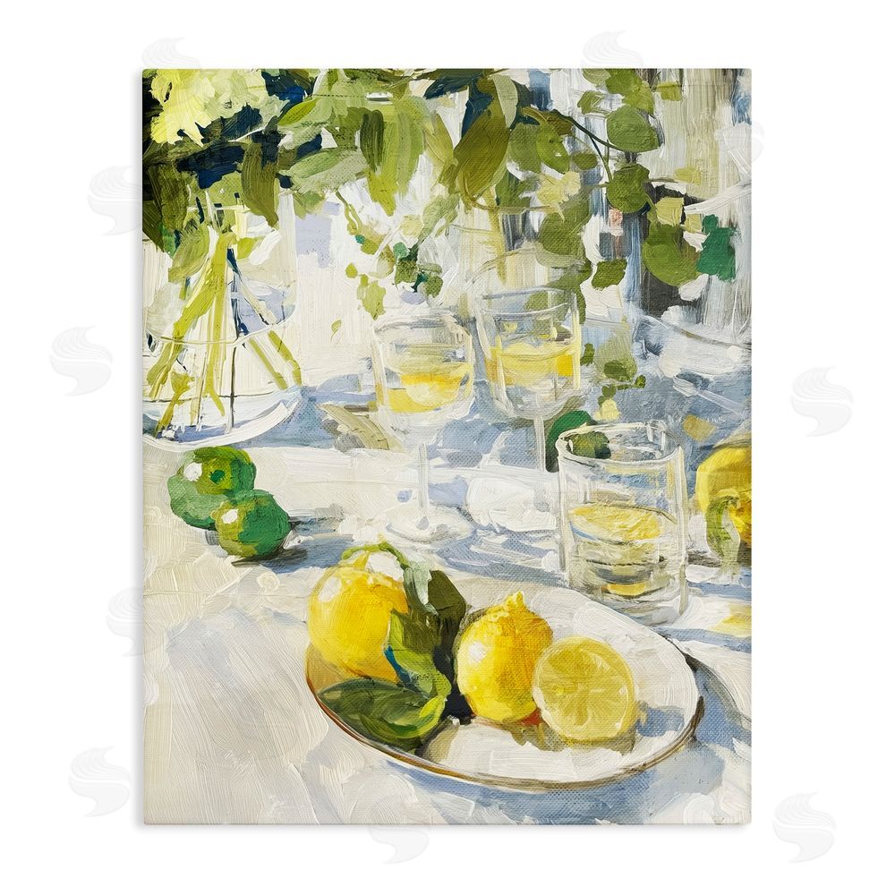 Annabelle Hall Meringue Lemons Table Spread Stretched Canvas Wall Art