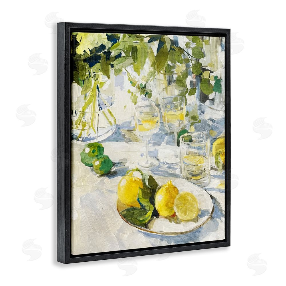 Annabelle Hall Meringue Lemons Table Spread Black Floating Frame Canvas Wall Art