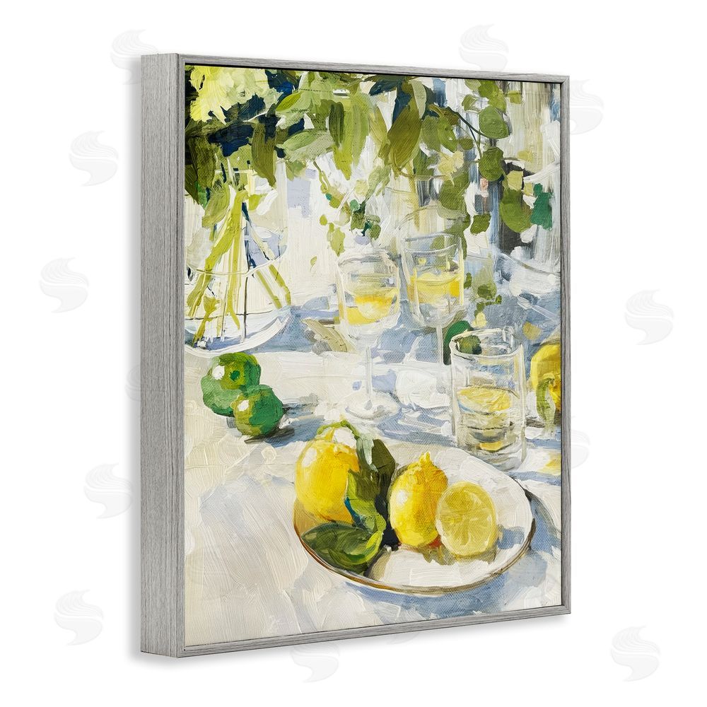 Annabelle Hall Meringue Lemons Table Spread Gray Framed Giclee Wall Art Print