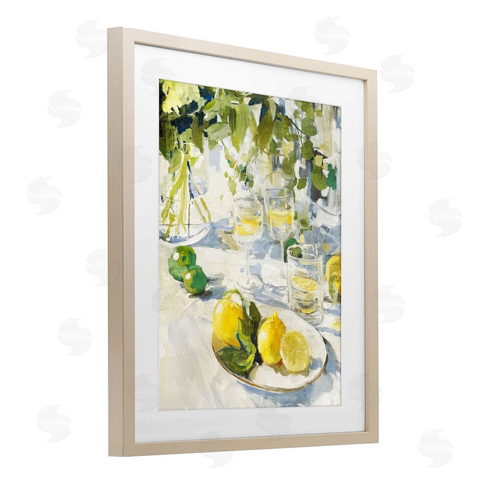 Annabelle Hall Meringue Lemons Table Spread Brown Framed Print Under Glass with Mat Wall Art