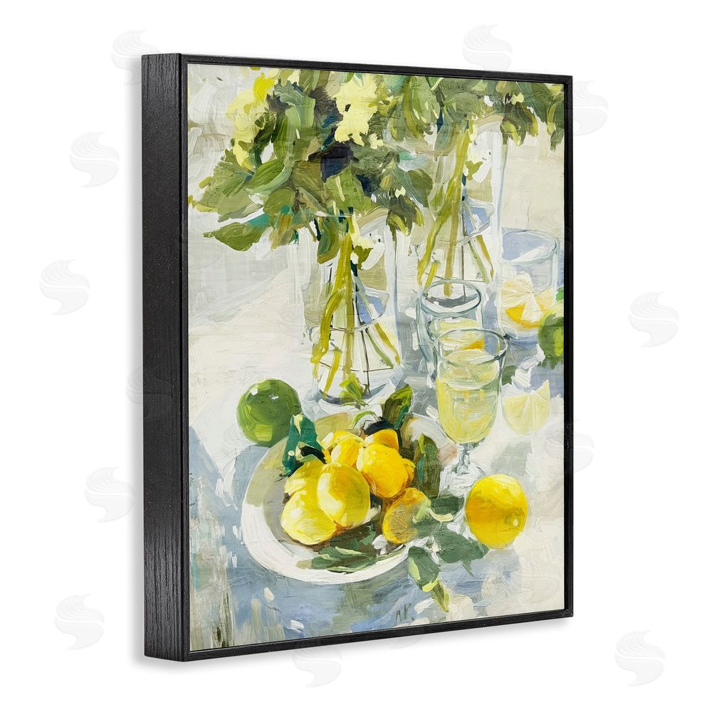 Annabelle Hall Fresh Kitchen Lemons Spread Blacked Framed Giclee Wall Art Print