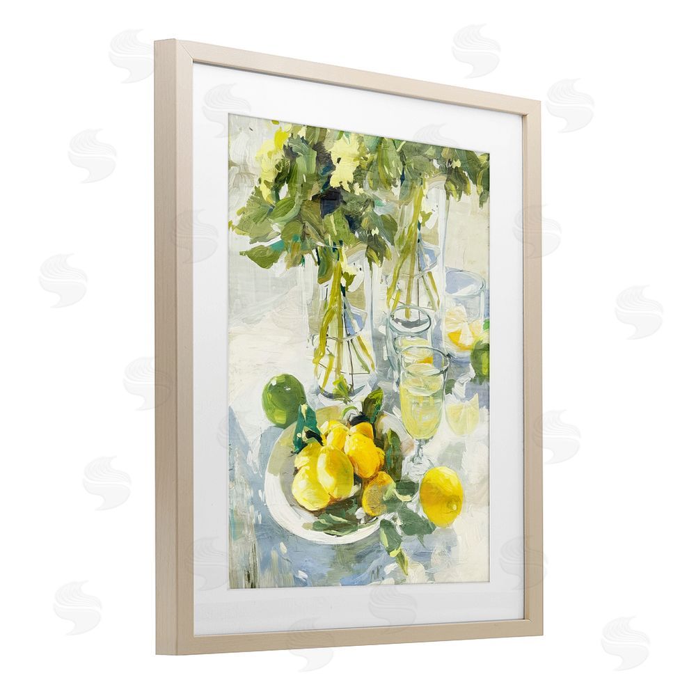 Annabelle Hall Fresh Kitchen Lemons Spread Brown Framed Print Under Glass with Mat Wall Art
