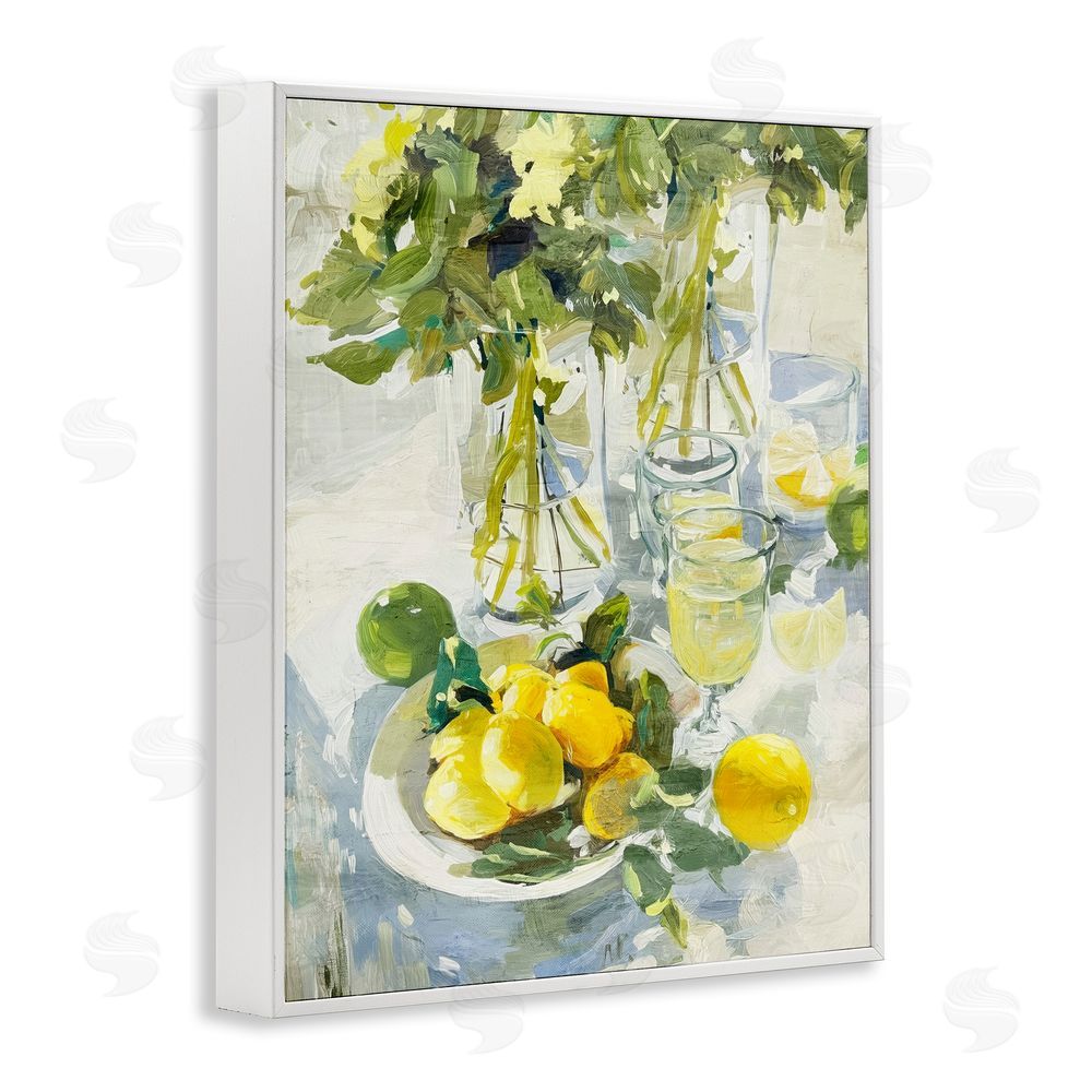 Annabelle Hall Fresh Kitchen Lemons Spread White Framed Giclee Wall Art Print