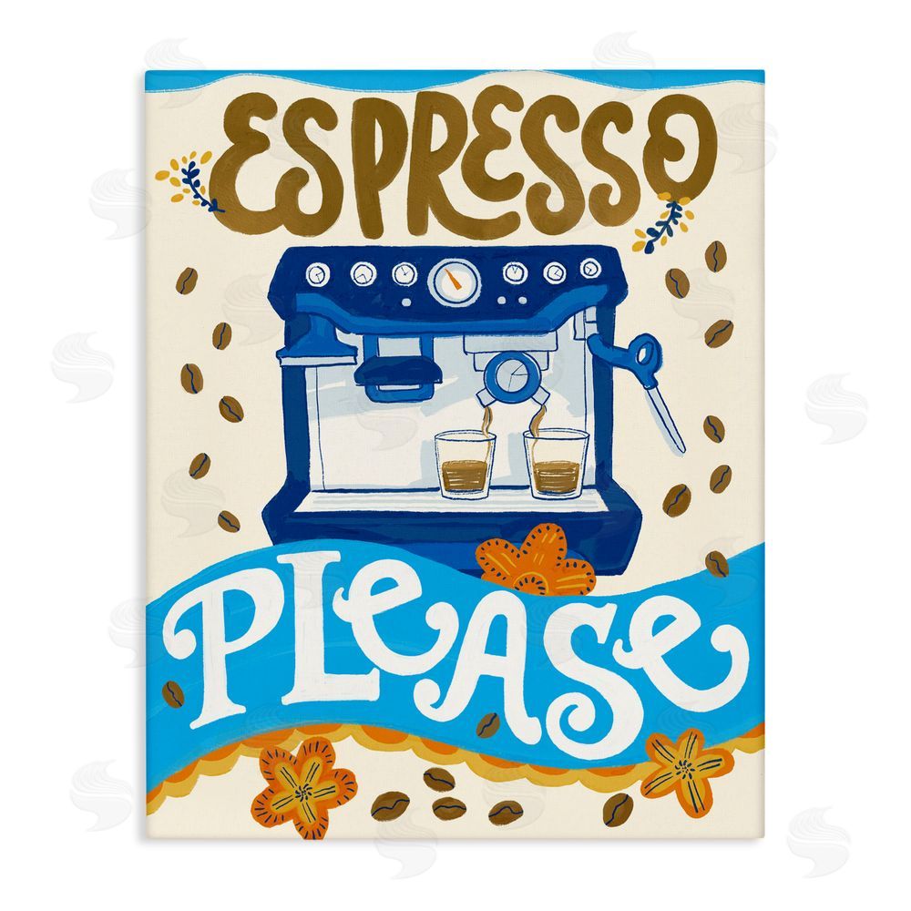 Connie Summers Espresso Please Whimsical Beans Canvas Wall Art Print