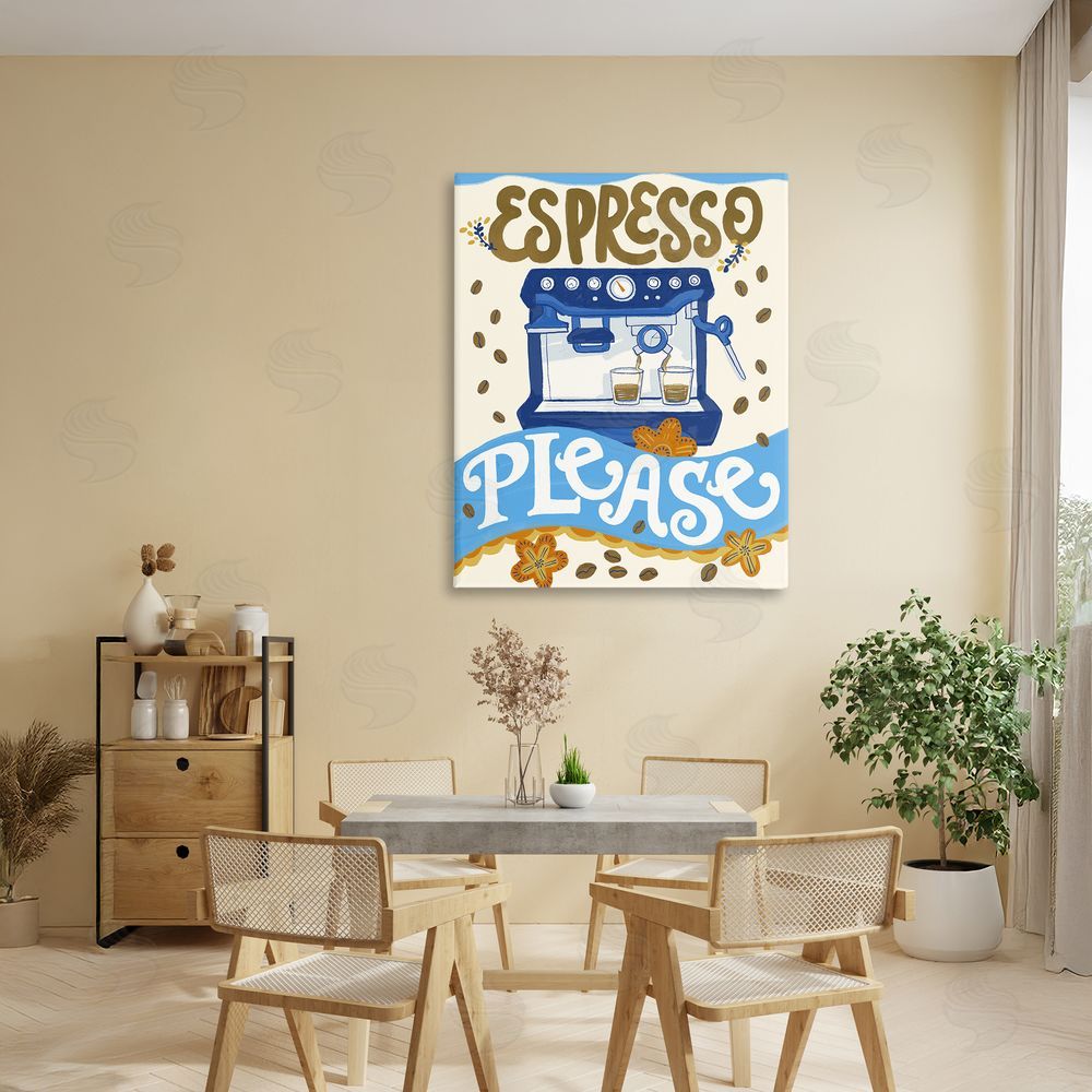 Connie Summers Espresso Please Whimsical Beans Canvas Art on Wall