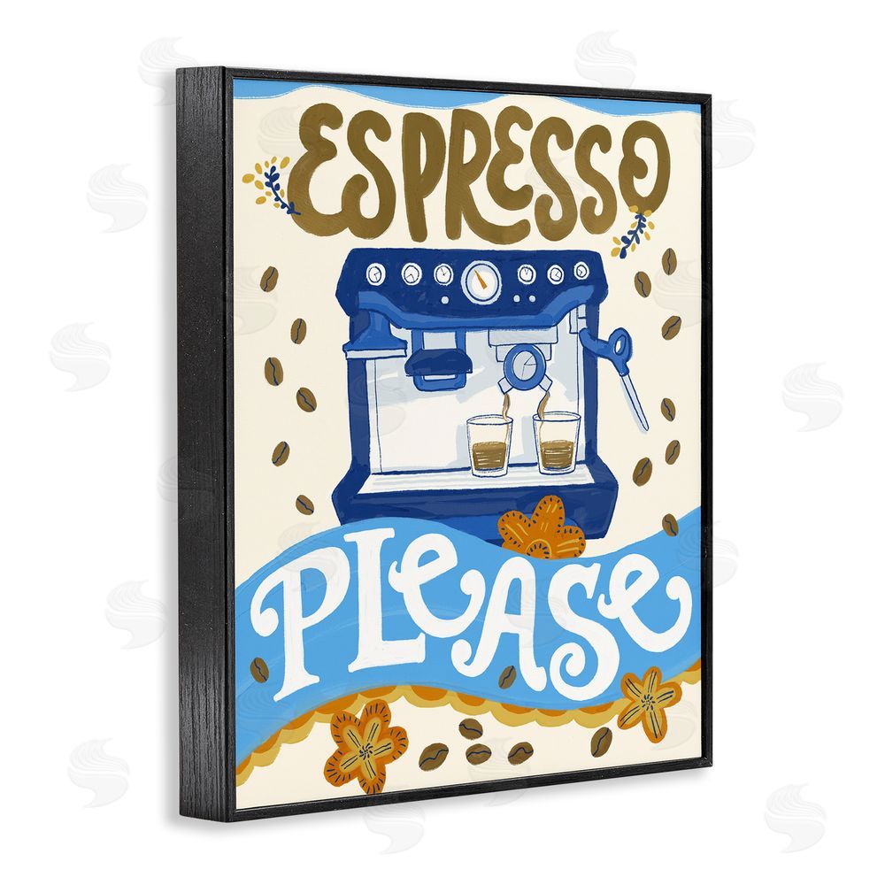 Connie Summers Espresso Please Whimsical Beans Black Framed Giclee Wall Art Print