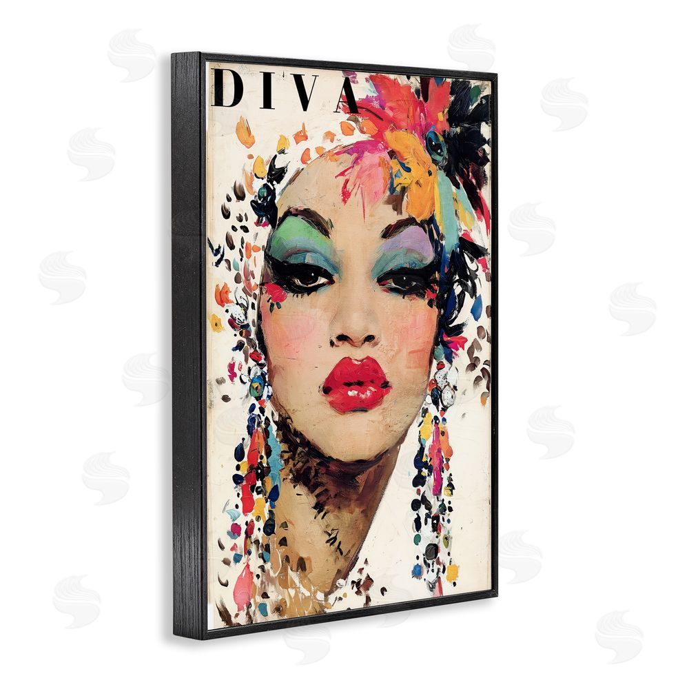 Annabelle Hall Diva Fashion Portrait Blacked Framed Giclee Wall Art Print